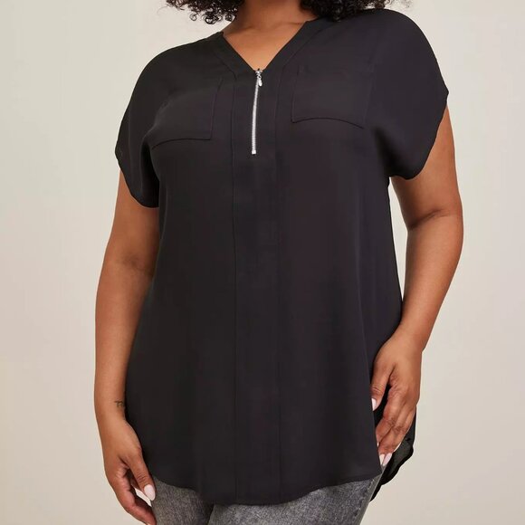 Torrid Georgette Zip-Front Dolman Tunic Blouse 4X - Picture 7 of 16